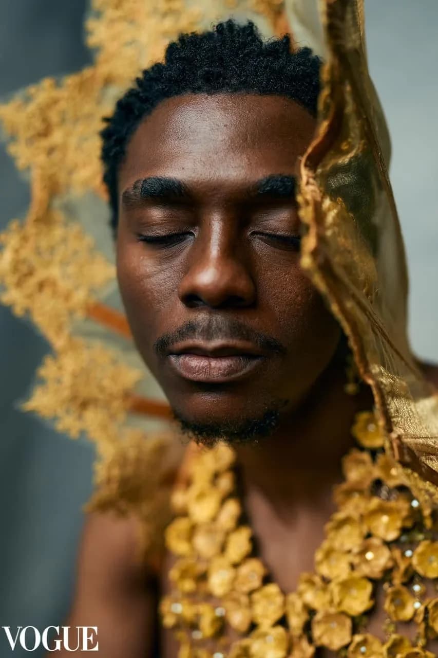 Fashion editorial published in Vogue, shot on a hand-painted backdrop